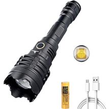 Hiasdfls - Super Bright Xhp110 Led Flashlight 20000 Lumens Usb Rechargeable Zoomable Flashlight 5 Modes Powerful Tactical Waterproof Torches For 