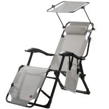 Tumbona Plegable Con Parasol Color Gris - Campfeuer