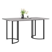 Table À Manger Rectangulaire 140x80 Cm Effet Marbre Gris, Pieds Métalliques Réglables
