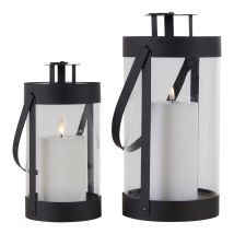 Bondi Lampenlaterne Set von 2 – Schwarz – Hochwertige Materialien – Elegante Deko für Zuhause