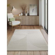 The Carpet - Everest - Moderner Kurzflor Teppich Wohnzimmer Schlafzimmer Mit Hoch-tief-effekt, 3d Effekt, Hohe Flordichte Und Angenehm Weich, Creme, 