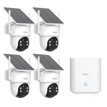 Aosu - 2k 3mp Camara De Vigilancia Solar Wifi Exterior, Kit 4 Cámaras Con Homebase, Sin Suscripción, Camaras De Vigilancia Sin Cables Panel Solar, 360