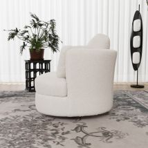 Fauteuil Moderne En Similicuir D'Agneau Ivoire, Avec 3 Coussins Individuels Et Un Rembourrage D'Assise Très Élastique – Fauteuil De Lecture 