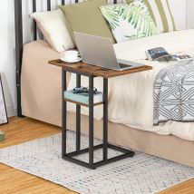 Hoobro - C Shaped Side Table, Foldable Sofa Side Table, Bedside Snack Table, Laptop Holder Table For Sofa, Small Spaces, Small Coffee Table, Living 