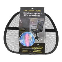 Soporte Lumbar Malla Negra 40 x 38 x 15 cm – Ergonomía – Compatible con Sillas de Oficina y Vehículos