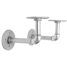 Heguyey - 2pcs Wall Brackets Industrial Piping Silver Tray Shelf Ramp Fixing