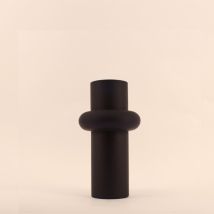 Vase Anneau En Verre Noir, H20cm