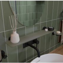 Croydex - Frosted Glass Shelf With Black Hinges, Bathroom Storage, 59cm - Metra