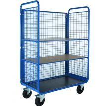 Provost - Chariot Roll Promax À 3 Côtés Grillagés - 2 Niveaux Tubulaires Réglables - Bleu Ral 5019