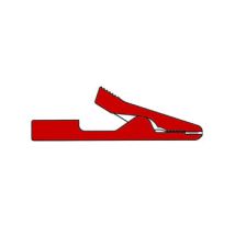Mini pinza cocodrilo aislada 2mm roja – Conexión hembra – Material: Polipropileno, Latón, Niquelado, Acero – Rango de temperatura: -25 a 100 °C