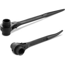 Maxpower Ratchet Spanner, Podger Spanner, With Claw Hammer, Crowbar, Pry Bar And Nail Puller Function-2pcs, Straight Spud Scaffold Spanner Wrench 19mm
