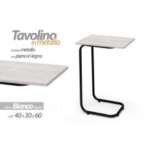 Gicos - Weißer Servitto-sofatisch Mit Metallstruktur Cm 40 X 30 X 60 H