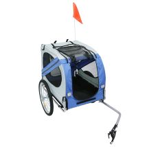 Haloyo Faltbarer Hundefahrradanhänger, Haustierwagen, Fahrrad, 137 X 73 X 90 Cm, Rotschwarz, Blaugrau