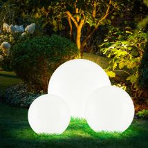 Led Solarleuchten Steckleuchten Gartendeko Außenleuchten Kugel Rund Weiß Mit Erdspieß, Ip44, Akku, Kunststoff, Weiß Silber, Led, 3er Set