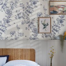 Papier Peint Intissé À Motif Floral 1005 X 52cm – Résistant À La Lumière – Application Directe Sur Le Mur – Entretien Facile Avec Éponge Humide – 