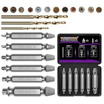 9 Pièces Kit Extracteur De Vis Cassée Avec 3 Forets, Dureté 63-65hrc, Fabriqué En Hss 6542, Extracteur De Vis Dénudé, Extracteur De Petite Vis Pour 