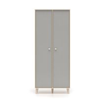 Petits-meubles - Armadio 2 Ante Alycia Beige - Grigio - Effetto Marrone 190cm