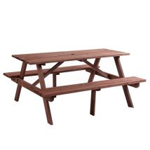 Birchtree Garden Patio Pub Picnic Bench Wooden Table Set 4 Seats Outdoor Brown