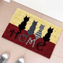 Tappeto Zerbino Gatti Home In Fibra Di Cocco 60x40cm Ingresso Casa Rosso Beige