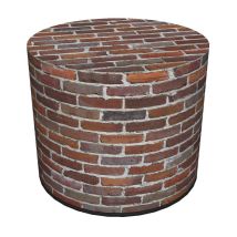 Puf Decorativo Bertoni, Estampado De Ladrillos - Puf Redondo Para Salón O Recibidor, Cilíndrico De 40 Cm, Elegante, Con Cremallera, Lavable.
