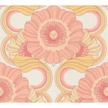 Bricoflor - As Creation Retro Chic Floral Orange Wallpaper Stylish Textured Paste The Wall
