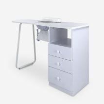 Table Manucure Avec Aspirateur D'Ongles 3 Tiroirs Blanc Alhapp