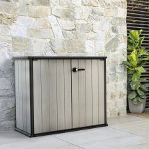 Armario Exterior Kindersley, Mueble Para Exteriores, Mueble De Jardín Multiusos, Contenedor Para Balcón O Garaje, 140x77 H120 Cm, Gris - Dmora