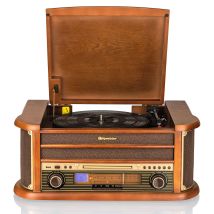 Roadstar Hif-1993bt Equipo De Música Hi Fi Tocadiscos 33/45/78 Rpm, Radio Fm, Reproductor Cd-mp3, Bluetooth, Usb Madera