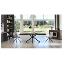 Ausziehbarer Tisch Von 160 Cm Auf 240 Cm, Moderne Keramikplatte Auf Graphitgrauem Gehärtetem Glas - Sololed
