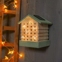 Noma - 20.5cm Solar Power Led Light Up Bee Hive Insect Hotel Garden Outdoor Nature Wildlife