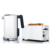 Graef – White Kettle & 4 Slice Toaster Set – 1.25L Capacity – Stainless Steel Crumb Tray – Defrost Function – Extra Lift Feature