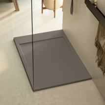 Receveur De Douche 170x80 Extra-plat Marron En Résine Minérale Antidérapant Effet Ardoise - Magnus Lavaberg
