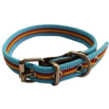 Gncpets - Collar De Perro Bandera De España De Algodón En Color Azul 25 Cm. Resistente A Tirones Y Climatología. Offerta Esclusiva