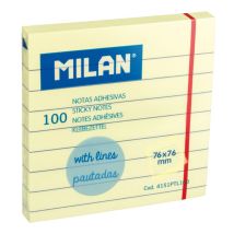 Milan - Bloc 100 Notas Adhesivas Amarillo Claro Pautadas 76x76mm