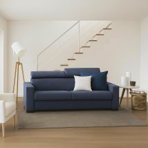 Sofá Fijo Dkalul, Gran Sofá De 2 Plazas, 100% Made In Italy, Sofá Sala De Estar, En Tela Acolchada, Con Reposacabezas Ajustable Y Reposabrazos 