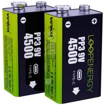 Loopenergy Usb-c Batteria Ricaricabile Da 9 V Li-ion 500 Mah 7.4 V 2 Pz. - Verico