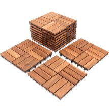 Vingo 110 Stück Holzfliesen Aus Akazienholz Balkonfliesen Terrassenfliesen, Bodenbelag Mit Drainage, Fliese Leicht Verlegbar(12 Latten 10 M²)