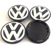 DEBUNS Volkswagen Radnabenkappen 65mm für Beetle, Golf, Polo – Schwarz/Chrom – 3B7 601 171