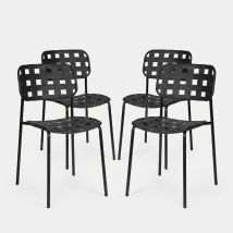 4 Sillas De Jardín Para Exterior En Acero Y Polipropileno Clover Yes - Negro