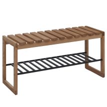 [neuwertig] Mca Garderoben-bank Hhg-392, Sitzbank Schuhregal Schuhablage Schuhbank Flurbank, 45x88x30cm, Massiv-holz Eiche