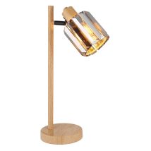 Lampada Da Tavolo Lampada Da Comodino Cristalli Lampada Da Camera Da Letto Effetto Legno Colore Fumé, 1x Attacco E14, Lxlxh 15x13x40 Cm