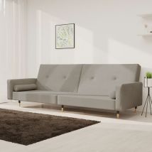 Devenirriche - Sofá Cama De 2 Plazas Con Dos Almohadas Terciopelo Gris Claro Vidaxl