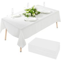 Set Mit 10 Einweg-tischdecken, 137 X 274 Cm, Weißer Kunststoff Tischdecken, Wasser- Und Ölabweisend, Rechteckig, Für Picknicks, Geburtstage, Partys, 
