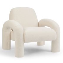 Loungesessel Einzelsofa Lia Aus Bouclé In Weiß - Makika