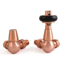 West Eton Traditional Corner Manual Radiator Valves Pair And Lockshield - Brushed Copper