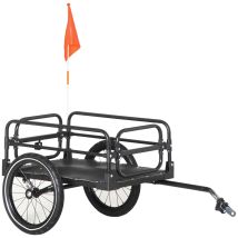 Homcom - Bike Trailer Wagon Bicycle Cargo Trailer W/ Suspension, 2 Wheels, Black