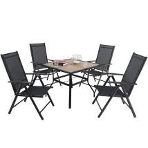 4+1 Terrassenmöbel Sitzgruppe Gartenstühle Tisch Klappstühle Mit Aluminium 6x Verstellbar Mit 7, Balkonmöbel Gartenmöbel Sets - Phivilla