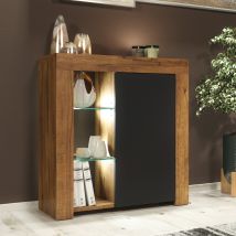 Creative Furniture - Serene Sideboard - Dark Oak With Black Matt Doors & Led - 83cm