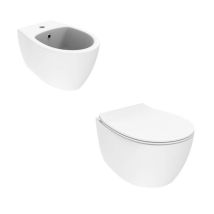 Kit Wc Et Bidet Suspendu Blanc Mat Sans Rebord Avec Une Profondeur De 51 Cm Ponsi Kite Kitkite2bo