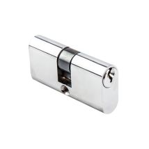 Cylindre Ovale À Profil Européen R13,5 27x27 Mm En Laiton Nickelé (comprend 3 Clés Dentées)